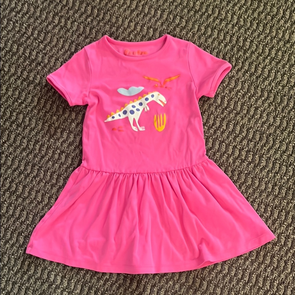 Pink Dinosaur Print Kids Dress